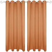 Bestgoodies Dekoschal Ellen Ösen Blickdicht 2er Pack - 140x145 cm Hellbraun