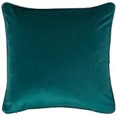 Homescapes KISSENHÜLLE Samt mit Paspel – dunkelgrün 46/46 cm