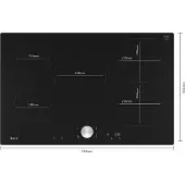 NEFF T68PTV4L0, Schwarz, Integriert, 80 cm, Zonen-Induktionskochfeld, Glaskeramik, 5 Zone(n)