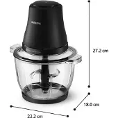 Philips elektrischer Zerkleinerer 1000 Series, 2 l, 450 W, schwarz (HR1502/00)