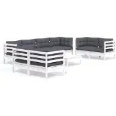 vidaXL 9-tlg. Garten-Lounge-Set mit Kissen Kiefer Massivholz