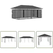 The Living Store Pavillon mit Moskitonetz 6x3x2,73 m Anthrazit