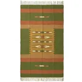 Homescapes KELIM-TEPPICH Lundi Green handgewebt 90/150 cm