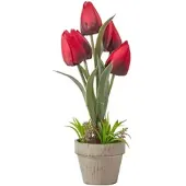 Homescapes KUNSTBLUMEN Tulpen rot im Steinoptik-Topf, 27 cm