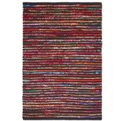 Homescapes Flickenteppich Folk 120x170 cm – handgewebter Chindi-Teppich bunt gestreift