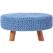 Homescapes STRICK-HOCKER blau, rund 62/62/30 cm
