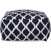 Homescapes SITZPOUF blau-weiß mit Ikat-Muster, 60/60/30 cm