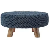 Homescapes STRICK-HOCKER schwarz, rund 62/62/30 cm