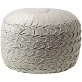 Homescapes SAMT-POUF Grace grau, plissiert in Flechtoptik, 50/50/35 cm