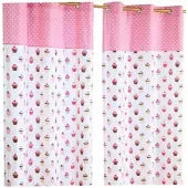 Homescapes ÖSENVORHANG Cupcakes blickdicht 2er-Set, 117/137 cm
