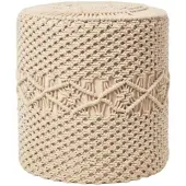 Homescapes SITZPOUF Astrid rund, natur im Makramee-Stil, 40/40/42 cm