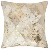 Homescapes PATCHWORK-KISSEN Fell & Leder 45/45 cm Rautenmuster