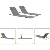 The Living Store Klappbare Strandmatte 2 Stk. Stahl und Stoff Grau