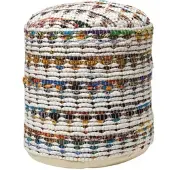Homescapes SITZPOUF rund, creme-bunt gemustert 40/40/45 cm