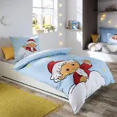 Fleuresse Mako-Satin Bettwäsche Sandmann blau 135x200 cm + 80x80 cm