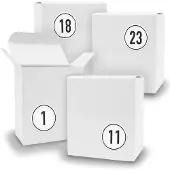 Itenga Adventskalender zum Füllen 24x Quader WEISS + Sticker V07 Z09