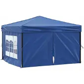 vidaXL Partyzelt Faltbar mit Seitenwänden Blau 3x3 m