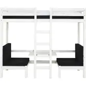 Ebuy24 BasicJumbo Hochbett mit schwarzem Sofa, Schreibtisch und inkl. Lattenroste.
