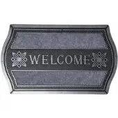 Homescapes FUSSMATTE Welcome silber-grau, geschwungen 45/75 cm