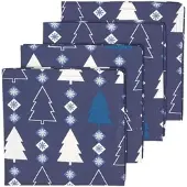 Homescapes WEIHNACHTSSERVIETTEN Winterland, 4er-Set blaue Stoffservietten 45/45 cm