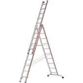 Hymer Stufenmehrzweckleiter mit Wandlaufrollen 3x10 Sprossen/Stufen