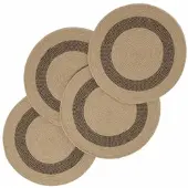 Homescapes TISCHSET rund im 4er-Set 40 cm, schwarz-natur aus Baumwolle