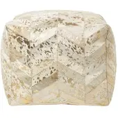 Homescapes PATCHWORK-SITZPOUF Fell creme-gold, 50/50/40 cm