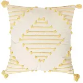 Homescapes DEKOKISSEN creme 45/45 cm mit Stickerei & Quasten