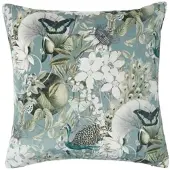 Homescapes KISSENHÜLLE Butterfly Garden – Samt grün-grau 46/46 cm