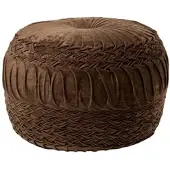 Homescapes SAMT-POUF Sofia braun, plissiert in Flechtoptik, 50/50/35 cm