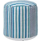 Homescapes SITZPOUF rund mit blauen Streifen, 40/40/45 cm