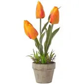 Homescapes KUNSTBLUMEN Tulpen orange im Steinoptik-Topf, 27 cm