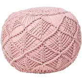 Homescapes POUF rosa im Makramee-Stil, 50/50/40 cm