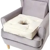Homescapes SITZKISSEN mit Aussparung creme 50/50/10 cm – Entlastungskissen, Baumwolle