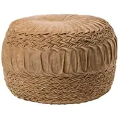 Homescapes SAMT-POUF Sofia sand, plissiert in Flechtoptik, 50/50/35 cm