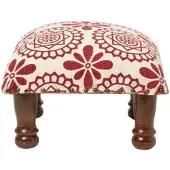 Homescapes HOCKER Cassia mit Holzbeinen, rot-weiß gemustert, 40/40/25 cm