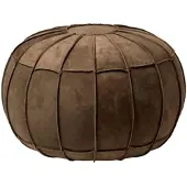 Homescapes SITZPOUF rund aus Leder, 50/50/40 cm