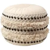 Homescapes POUF Sahara schwarz-creme im Boho-Stil, 40/40/50 cm