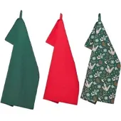 Homescapes GESCHIRRTÜCHER 3er-Set, Motiv Weihnachtswald, 100% Baumwolle