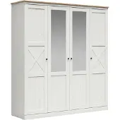 Petits-meubles Schrank Victoria mit 4 Türen, Weiß und Holzoptik, 220cm