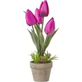 Homescapes KUNSTBLUMEN Tulpen lila im Steinoptik-Topf, 27 cm