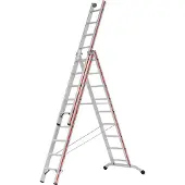 Hymer Stufenmehrzweckleiter mit Wandlaufrollen 3x9 Sprossen/Stufen