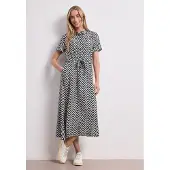 Street One Midikleid Eingrifftaschen Sommerkleid mit Zick-Zack-Muster