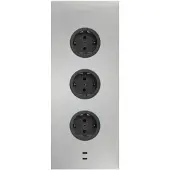Caressi Energie-Ecksäule 3ST29/USB EDELSTAHL mit zwei USB-C Ports / Mehrfachsteckdose