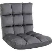 HOMCOM Bodenstuhl 3-in-1 Klappbar Bodensessel mit Rückenlehne 13 Positionen Verstellbare Klappliege Sitzkissen Metall Schaumstoff Dunkelgrau 55 x 71 x 53,5 cm