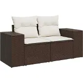 vidaXL Gartensofa mit Kissen 2-Sitzer Braun Poly Rattan