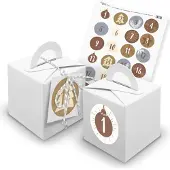 Itenga SET Adventskalender Würfelboxen weiß + Garn + Anhänger (V26) + Motiv Z15