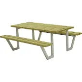 Plus Picknicktisch Wega Stahl-Holz 177 x 161 x 73 cm natur