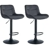 CLP 2er Set Barhocker Vonore Samt schwarz schwarz