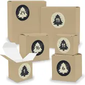 Itenga Adventskalender zum Füllen 24x Quader Würfel gemischt BRAUN + Sticker (V02 Z19)